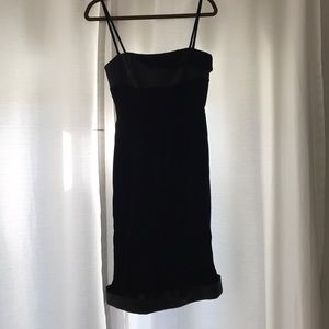 ARMANI COLLEZIONI black satin trim velvet dress